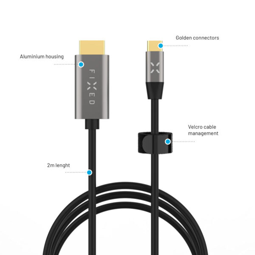 Audio- und Videokabel USB-C - HDMI Fixed, 2m, Grau