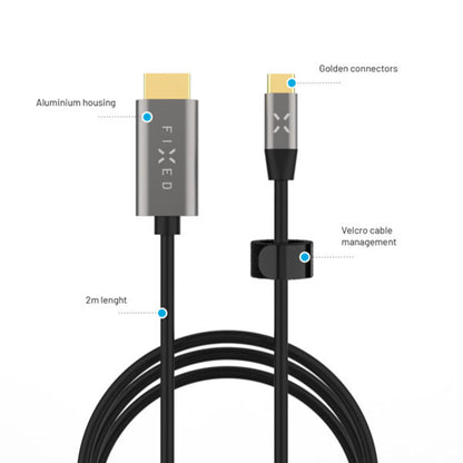 Audio- und Videokabel USB-C - HDMI Fixed, 2m, Grau