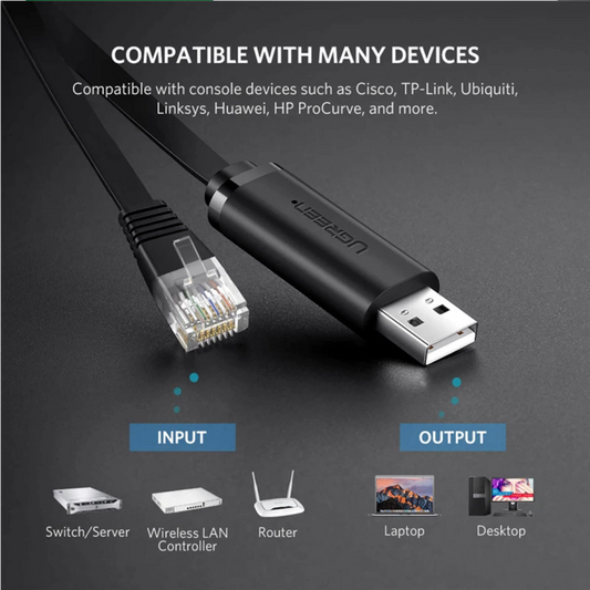 Câble Console USB UGREEN CM204, RJ45, 3m, Noir