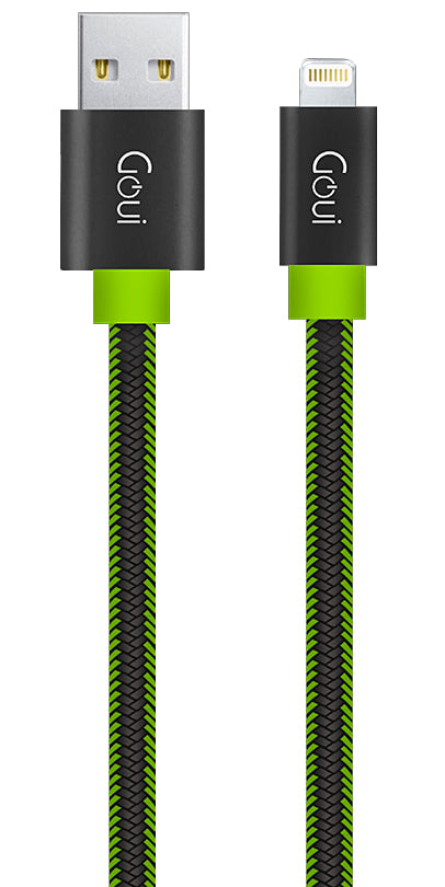 Data- en oplaadkabel USB-A - Lightning Goui Fashion Flat, 18W, 1m, Groen G-LC8PINFBFF-GK