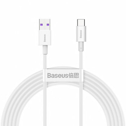 Data- en oplaadkabel USB-A - USB-C Baseus Superior Series, 66W, 2m, Wit CATYS-A02