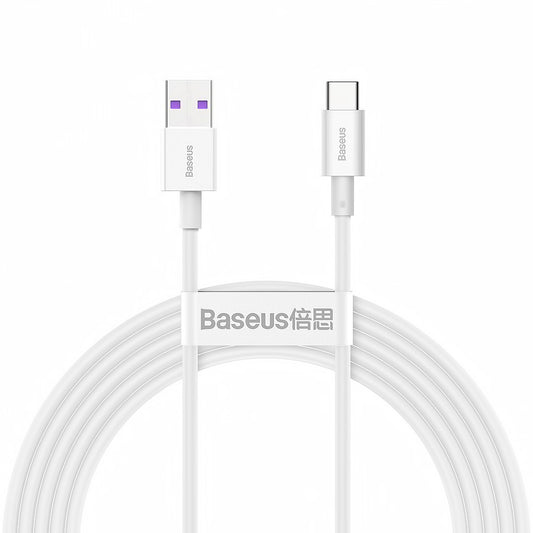 Data- en oplaadkabel USB-A - USB-C Baseus Superior Series, 66W, 2m, Wit CATYS-A02