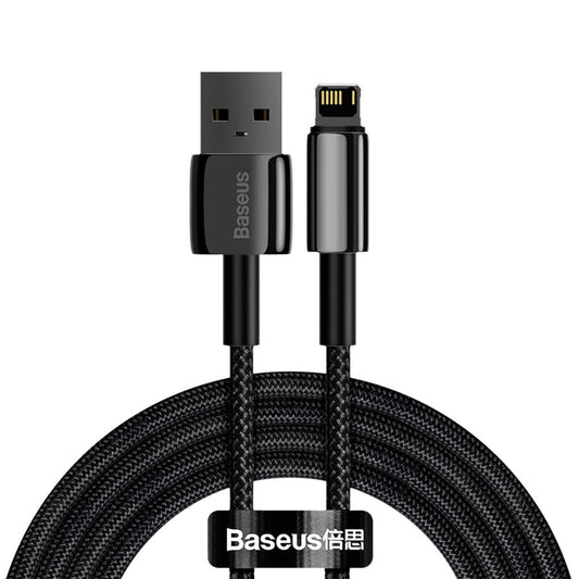 Baseus Tungsten Gold USB-naar-Lightning data- en oplaadkabel, 2 m, 2,4 A, zwart CALWJ-A01 