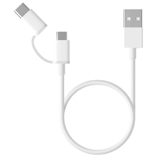 Data- en oplaadkabel USB-A - microUSB / USB-C Xiaomi Mi 2in1, 18W, 0,3 m, wit SJV4083TY