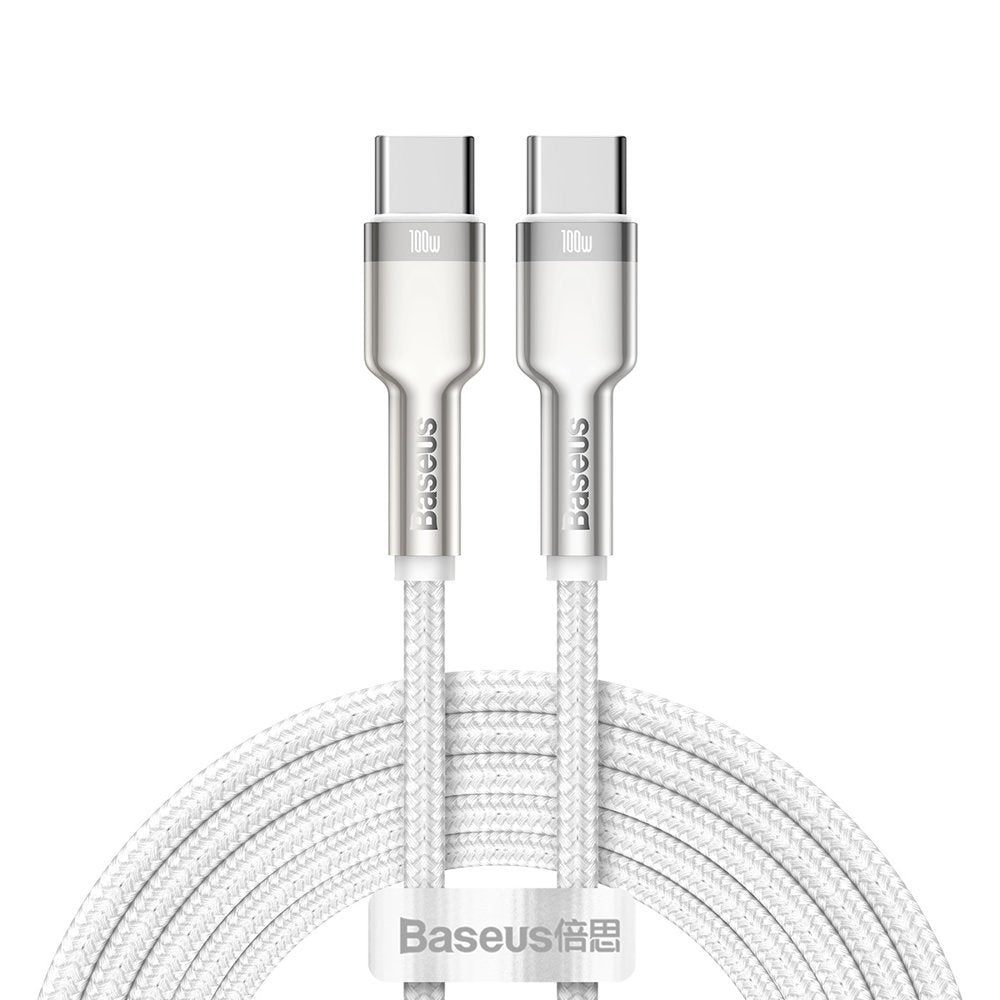 USB-C data- en oplaadkabel - USB-C Baseus Cafule, 100W, 2m, Wit CATJK-D02 