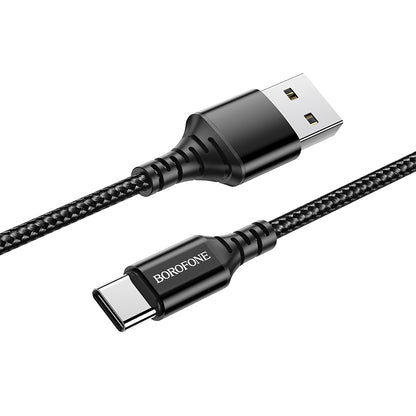 USB-A naar USB-C data- en oplaadkabel Borofone BX54 Ultra helder, 18W, 1m, Zwart