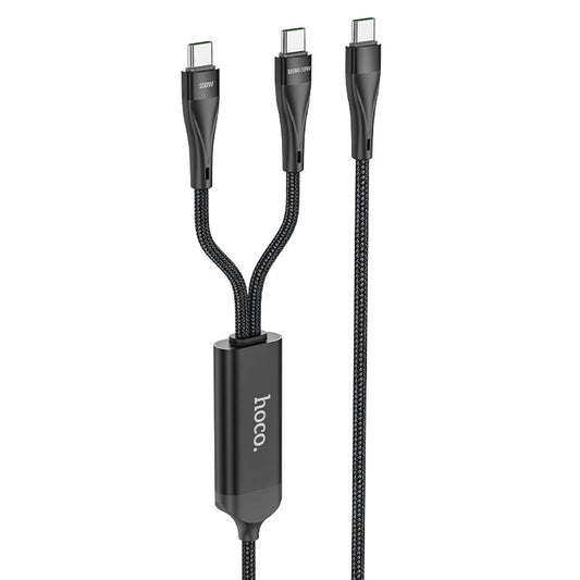 USB-C data- en oplaadkabel - USB-C HOCO U102 Super, 100W, 1,2 m, zwart