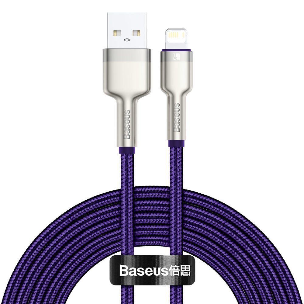Data- en Oplaadkabel USB-A - Lightning Baseus Cafule Metal Series, 18W, 2m, Paars CALJK-B05