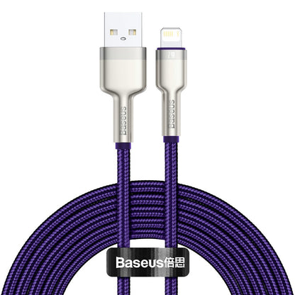 Data- en Oplaadkabel USB-A - Lightning Baseus Cafule Metal Series, 18W, 2m, Paars CALJK-B05