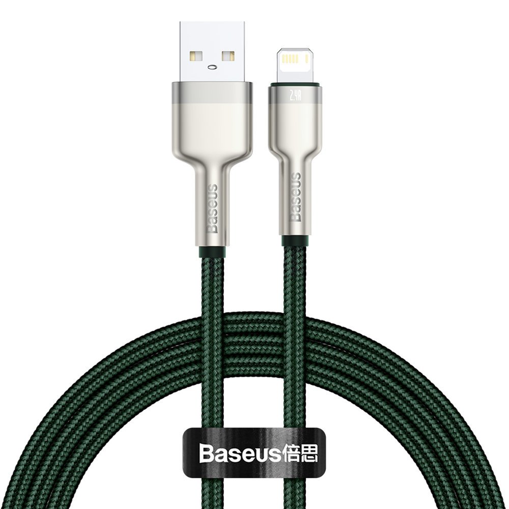 USB-A - Lightning Daten- und Ladekabel Baseus Cafule Metal Series, 18W, 1m, Grün CALJK-A06