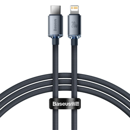 Baseus Crystal Shine Series USB-C - Lightning data- en oplaadkabel, 20W, 1,2 m, zwart CAJYY000201