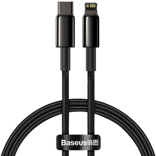 Data- en oplaadkabel USB-C - Lightning Baseus Tungsten Tungsten Gold, 20W, 1m, Zwart CATLWJ-01 CATLWJ-01