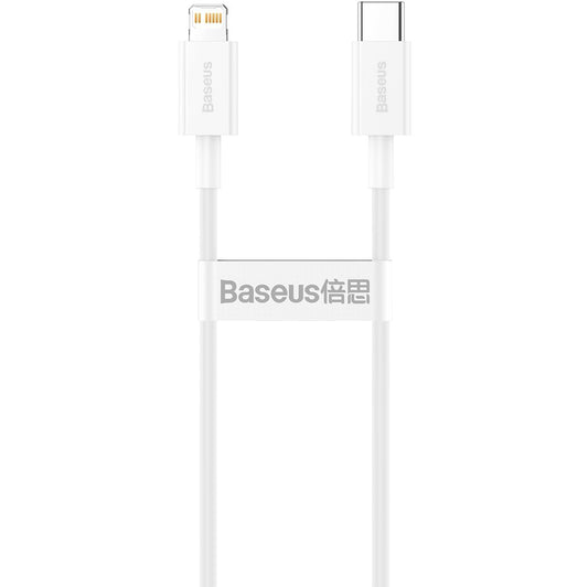 Gegevens- en oplaadkabel USB-C - Lightning Baseus Superior Series, 20W, 0,25m, Wit CATLYS-02 