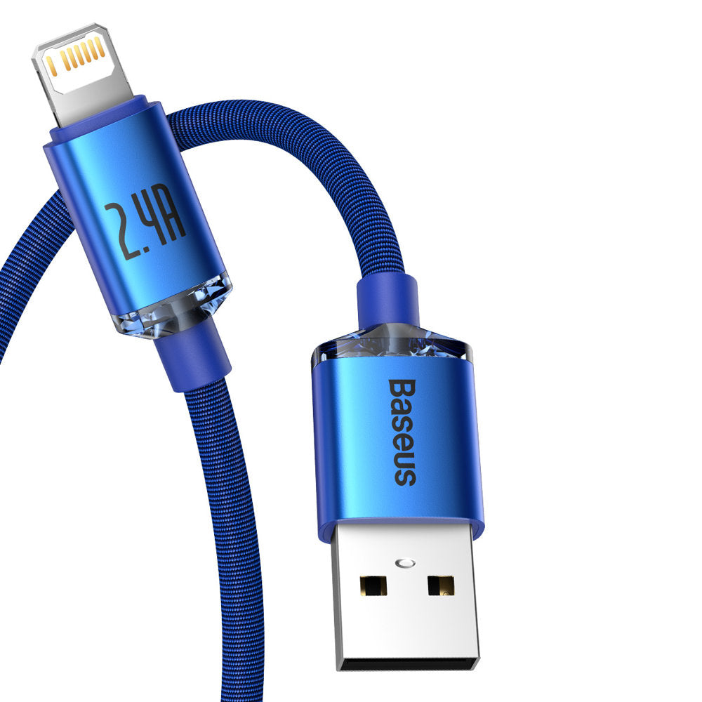 Baseus Crystal Shine Series USB-A - Lightning data- en oplaadkabel, 18W, 1,2 m, blauw CAJYY000003 