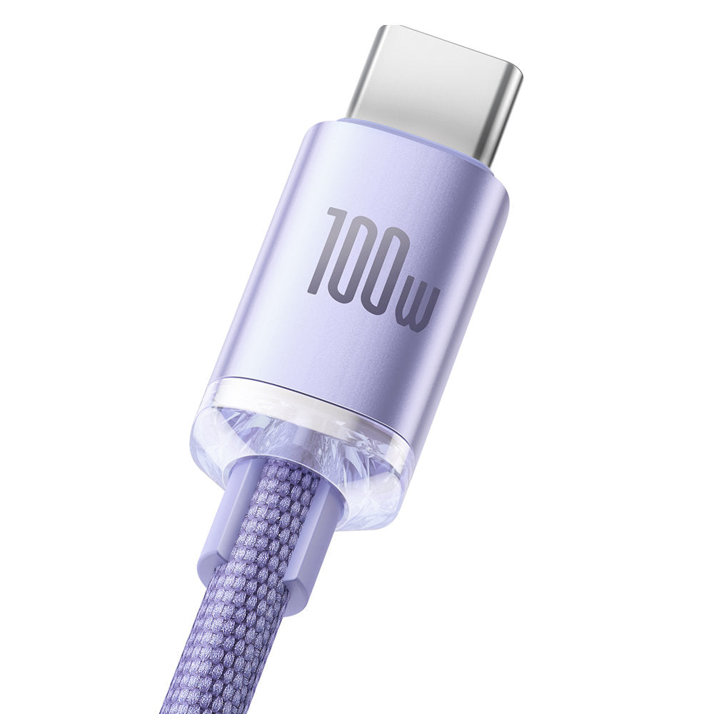 USB-A - USB-C Data- en Oplaadkabel Baseus Crystal Shine Series, 100W, 2m, Paars CAJY000505