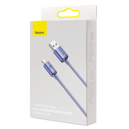 Baseus Crystal Shine Series USB-A - Lightning Charging and Data Cable, 18W, 1.2m, Purple CAJYY000005 