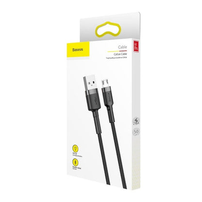 Data- en oplaadkabel USB-A - microUSB Baseus Cafule, 18W, 0,5m, Grijs CAMKLF-AG1