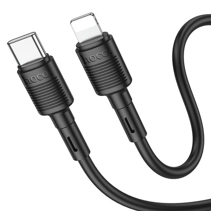 HOCO X83 Victory USB-C - Lightning Data- en oplaadkabel, 20W, 1m, Zwart 