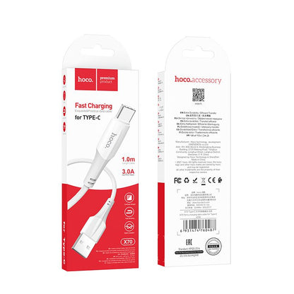 Câble de Données et de Charge USB-A - USB-C HOCO X70, 60W, 1m, Blanc