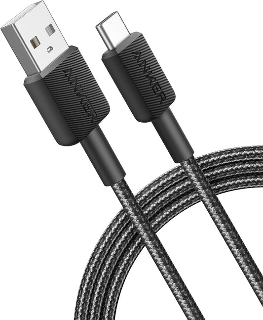 USB-A naar USB-C Anker 322 Data- en oplaadkabel, 18W, 1,8 m, zwart A81H6G11 