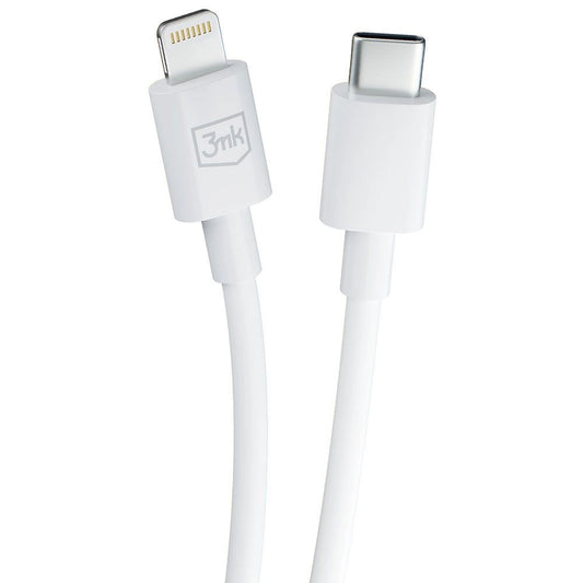 Câble de données et de charge USB-C - Lightning 3MK Hyper, 20W, 1,2m, Blanc