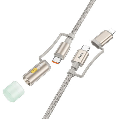 Câble de Données et de Charge USB-C / Lightning - USB-C / Led HOCO U138, 60W, 1.2m, Gris