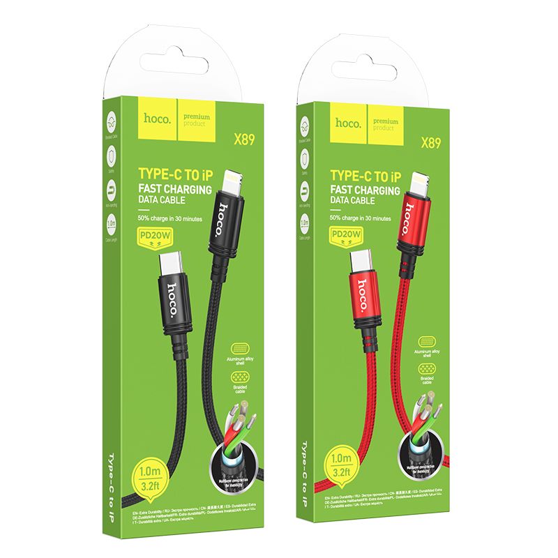 Câble de Données et de Charge USB-C - Lightning HOCO X89, 20W, 1m, Noir