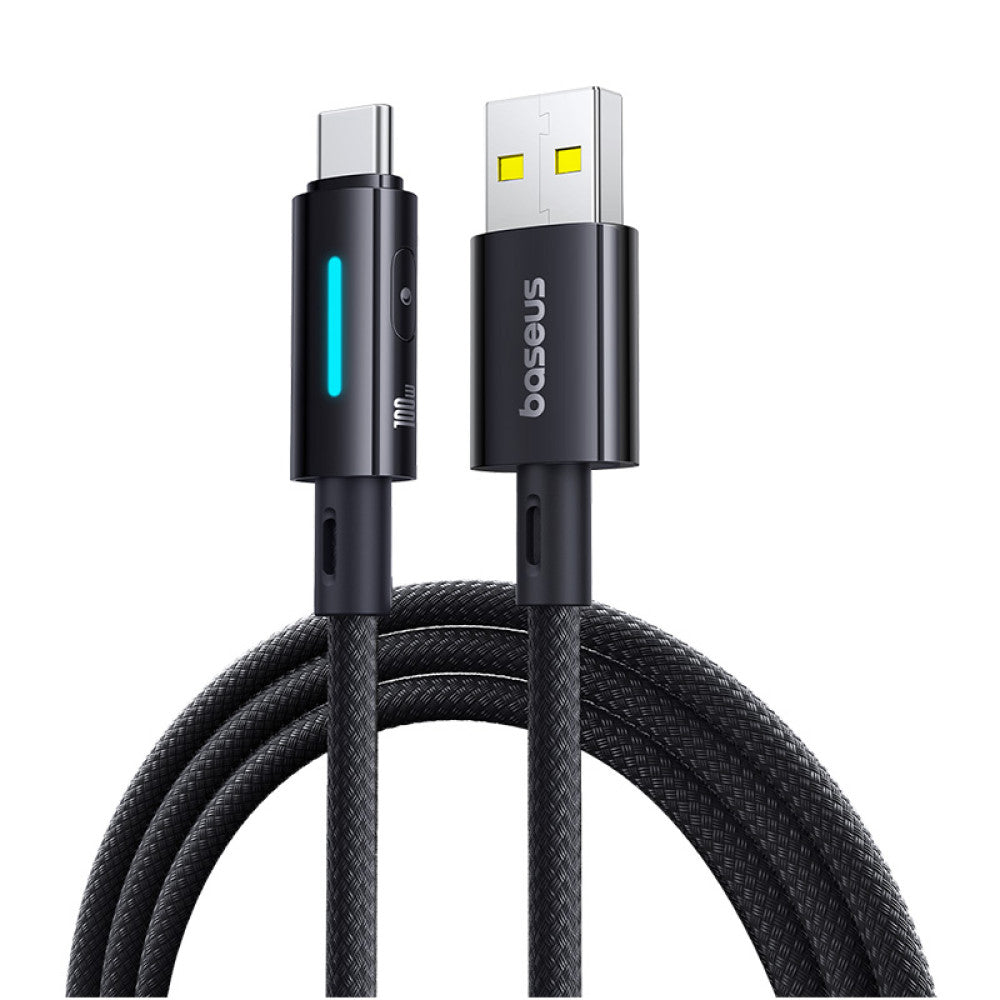Câble de Données et de Charge USB-A - USB-C Baseus Lit Button Control, 100W, 2m, Noir P10379002121-01
