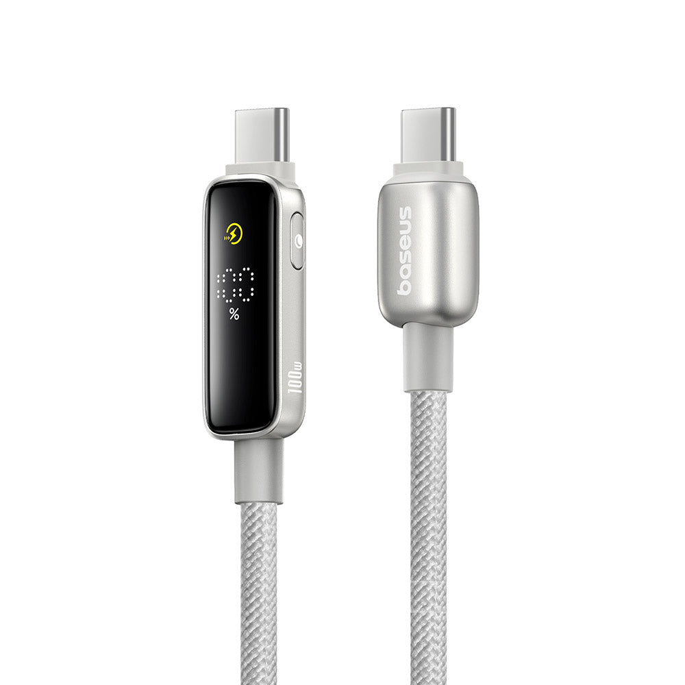 USB-C Data- en Oplaadkabel - USB-C Baseus Vipow Display, 100W, 1m, Grijs P10381802851-00