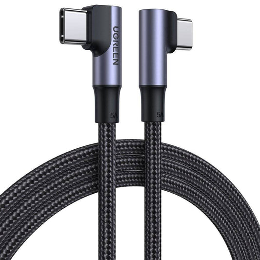 Câble de Données et de Charge USB-C - USB-C UGREEN US335 Angled, 100W, 2m, Noir