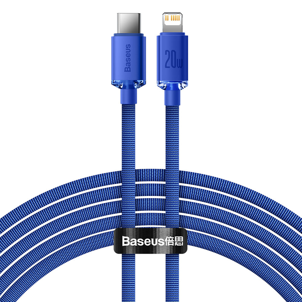 Câble de Données et de Charge USB-C - Lightning Baseus Crystal Shine Series, 20W, 1.2m, Bleu CAJY000203