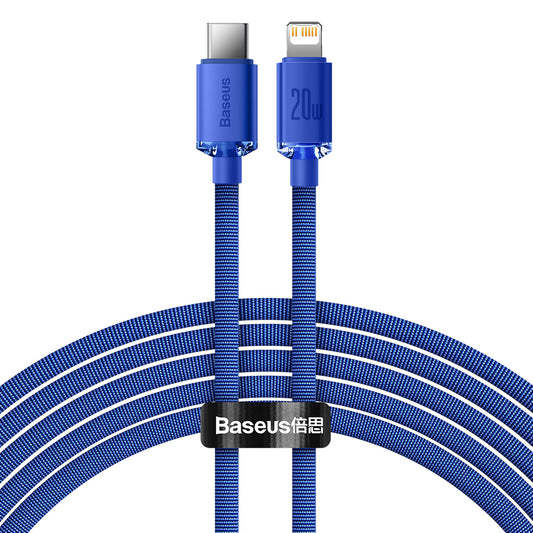 USB-C - Lightning Data- en Oplaadkabel Baseus Crystal Shine Series, 20W, 1.2m, Blauw CAJY000203