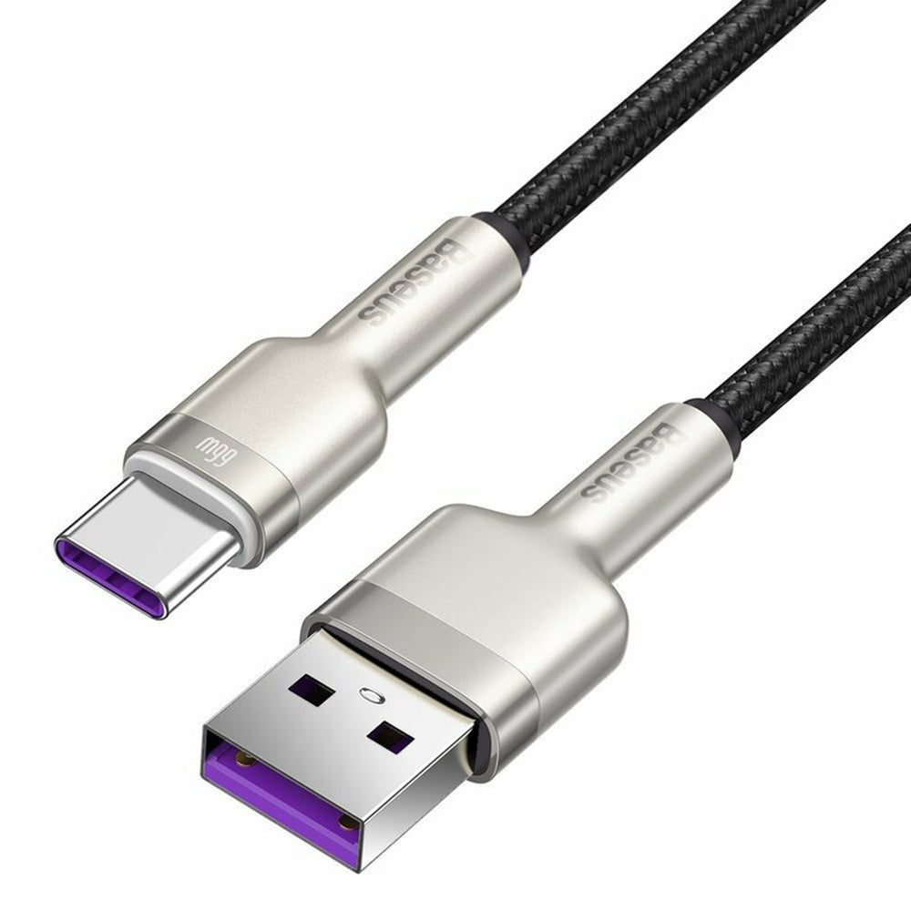 Data- en Oplaadkabel USB-A - USB-C Baseus Cafule Metal Series, 66W, 2m, Zwart CAKF000201