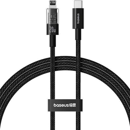 Data- en Oplaadkabel USB-C - Lightning Baseus Gem, 20W, 1m, Zwart P10373001111-00