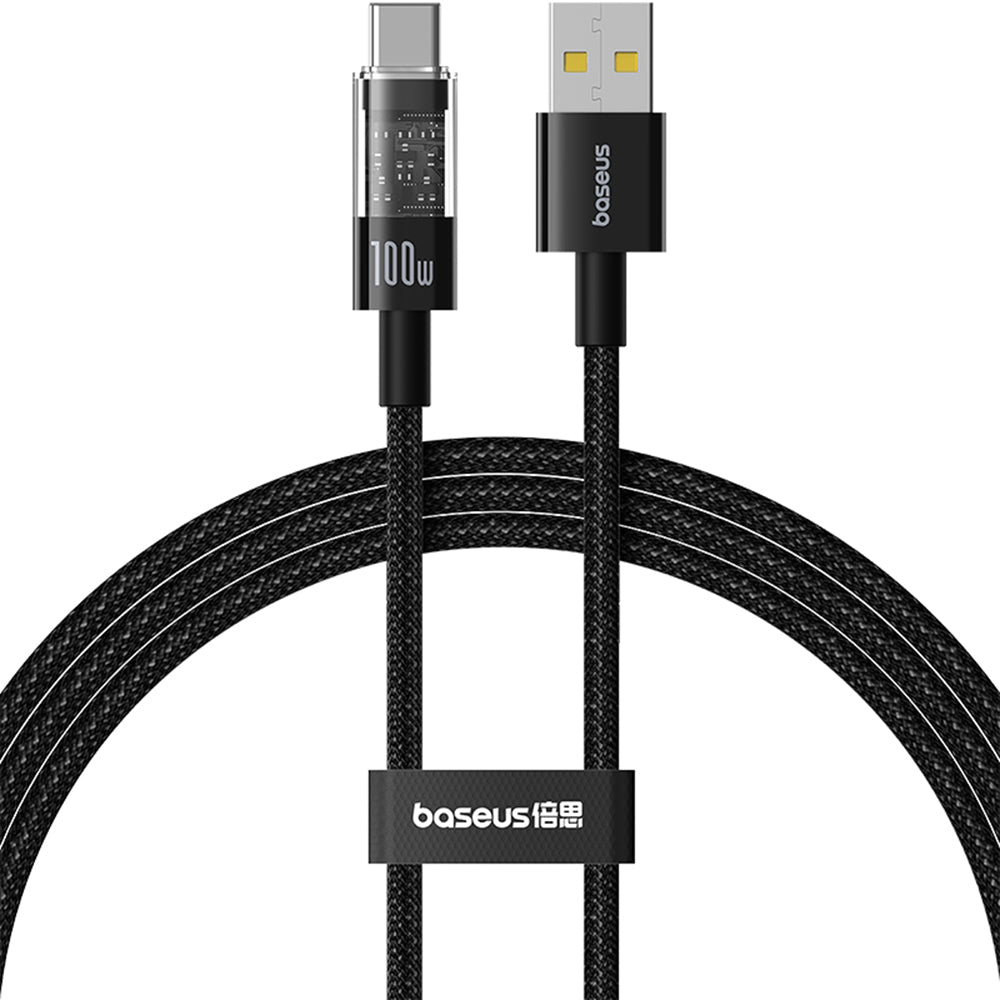 Data- en Oplaadkabel USB-A - USB-C Baseus Gem, 100W, 2m, Zwart P10373002111-01