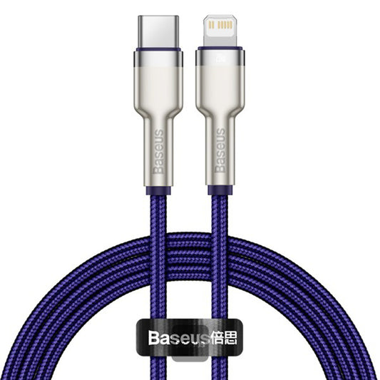 USB-C - Lightning Data en Oplaadkabel Baseus Cafule Metal Series, 20W, 1m, Paars CATLJK-A05