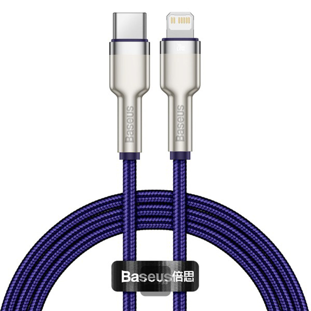 USB-C - Lightning Data en Oplaadkabel Baseus Cafule Metal Series, 20W, 1m, Paars CATLJK-A05