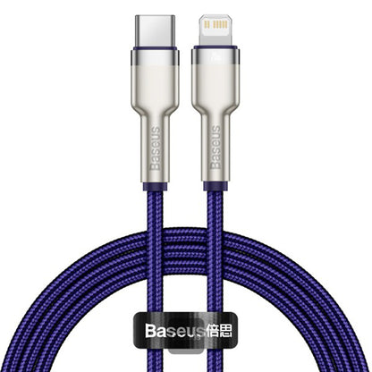USB-C - Lightning Data en Oplaadkabel Baseus Cafule Metal Series, 20W, 1m, Paars CATLJK-A05