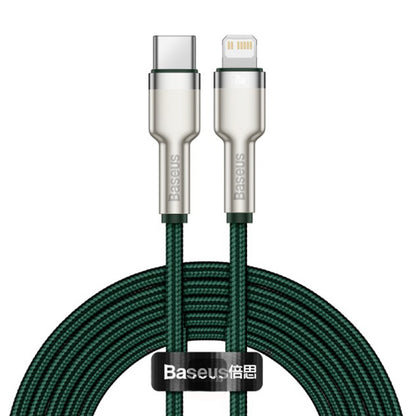 USB-C - Lightning Data en Oplaadkabel Baseus Cafule Metal Series, 20W, 2m, Groen CATLJK-B06