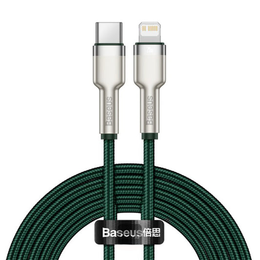 Câble de Données et de Charge USB-C - Lightning Baseus Cafule Metal Series, 20W, 2m, Vert CATLJK-B06