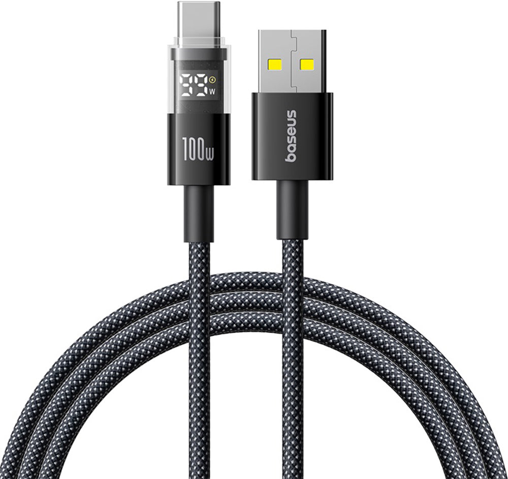 Data- en Oplaadkabel USB-A - USB-C Baseus Display 2, 100W, 1m, Zwart P10382701121-00