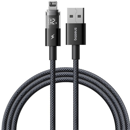 USB-A - Lightning Baseus Display 2 Data- en Oplaadkabel, 18W, 1m, Zwart P10382700121-00