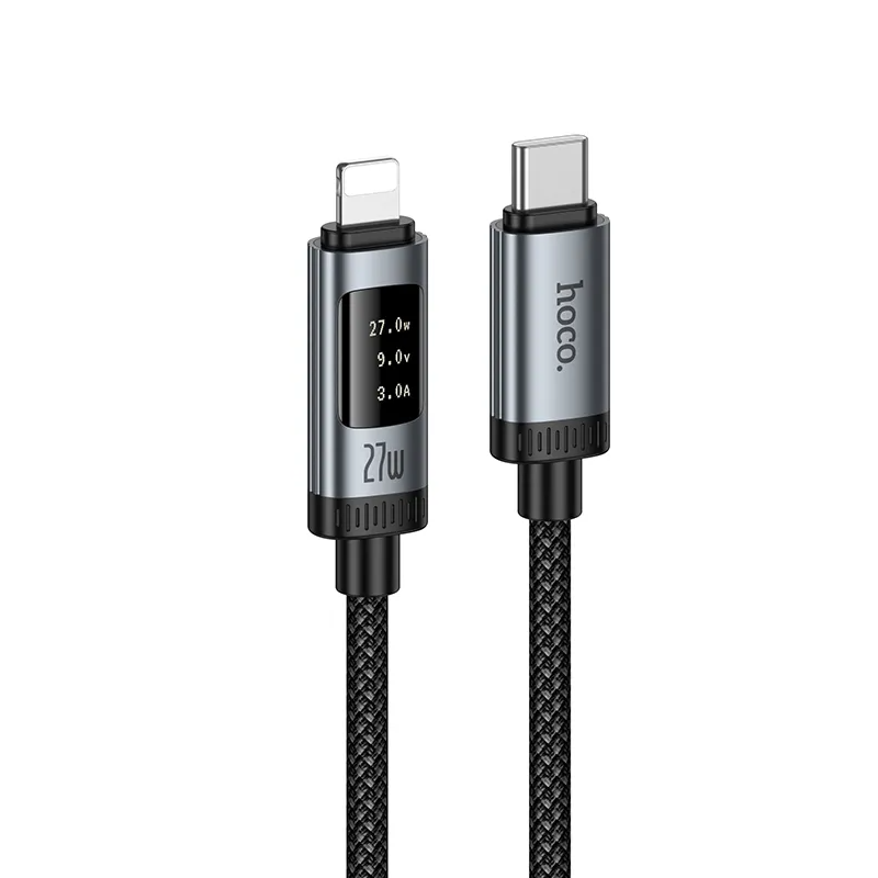 Daten- und Ladekabel USB-C - Lightning HOCO Display U148, 27W, 1.2m, Schwarz