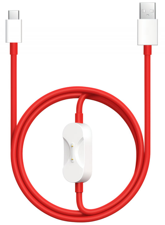 Data- en Oplaadkabel USB-A - USB-C / Pogo Pin OnePlus DL162, 80W, 1.2m, Rood 5461100665