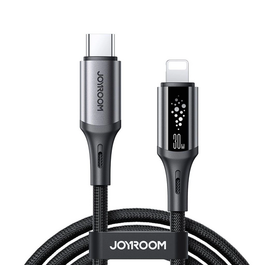 USB-C - Lightning Data- en Oplaadkabel Joyroom S-A60 StarTalk, 30W, 1.2m, Zwart