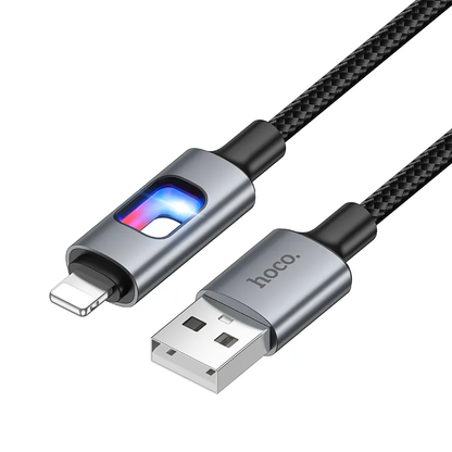 Câble de Données et de Charge USB-A - Lightning HOCO U144 Led, 18W, 1.2m, Noir