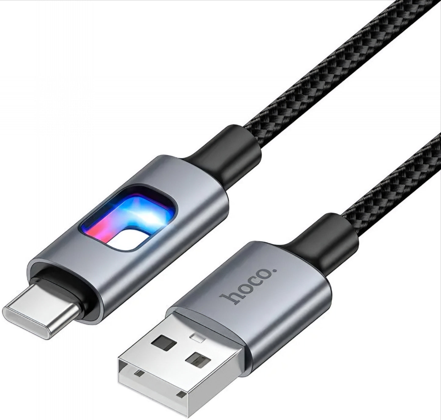 Câble de Données et de Charge USB-A - USB-C HOCO U144 Led, 18W, 1.2m, Noir