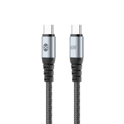 USB-C Daten- und Ladekabel - USB-C Forever Braix, 60W, 1m, Schwarz