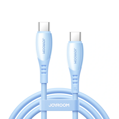 Câble de Données et de Charge USB-C - USB-C Joyroom S-A59 Vibrant, 60W, 1.2m, Bleu