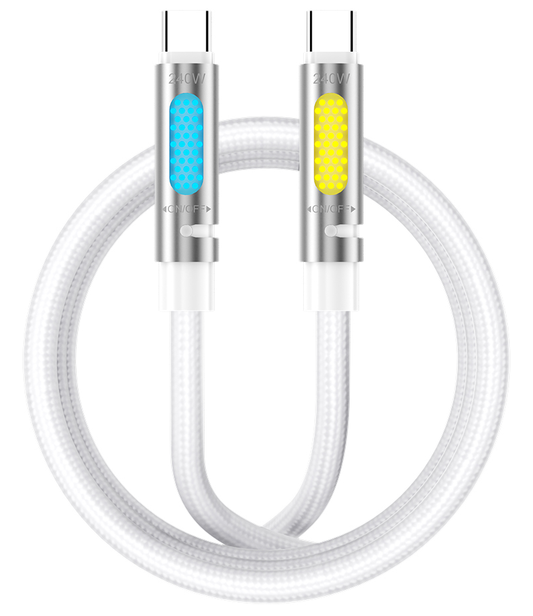 Câble de données et de charge USB-C - USB-C BWOO X325C-C Led, 240W, 1,2m, Blanc